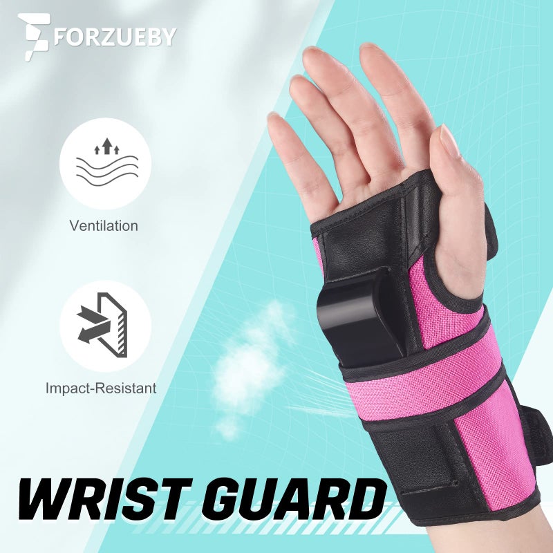Forzueby Adult/Kids Knee Pads Elbow Pads Wrist Guards 6 in 1 Protective Gear Set for Inline Roller Skating Skateboarding Scooter BMX etc. - Image 3